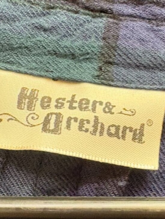 HESTER & ORCHARD Purple/Green Buffalo Plaid Shirt 3/4 Sleeves Womens Sz S - Picture 3 of 6